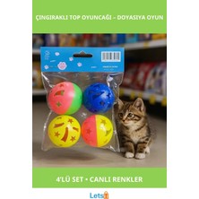 Moontime Alaçatı Renkli Çıngıraklı Top Kedi Oyuncağı 4 Adet