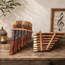 Pan Flüt 8’li Bambu El Yapımı Otantik Müzik Aleti Dekoratif Üflemeli Çalgı