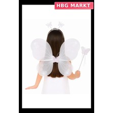 HBG Markt Mey Ithalat® Beyaz Kız Seti – 50 cm Kanadı, Taç ve Asa