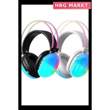 HBG Markt Mey Ithalat® Kulak Üstü Kablosuz Bluetooth Kulaklık Unısex Renkli Işıklı Kulaklık