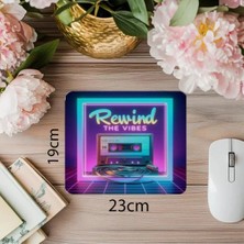Moontime Alaçatı Rewind The Vibes Yazılı Renkli Mouse Pad - 19X23 cm 2 mm Dikdörtgen Ithal Baskılı Mouse Pad