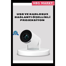 HBG Markt Mey Ithalat® HDMI USB Bağlantılı 4K Destekli Taşınabilir Projeksiyon Cihazı