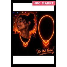 HBG Markt Turuncu Neon Fosforlu Kalp Parti Kolyesi Canlı Işık