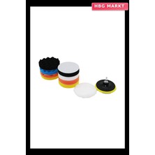 HBG Markt 115MM 11 Parça Polisaj Sünger Seti, M14 Adaptör ve Cırtlı Disk Taban