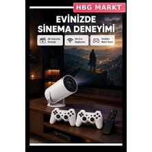 HBG Markt 4K Akıllı Projeksiyon Cihazı Bluetooth 5.0 Wi-Fi 6 Çift Kollu