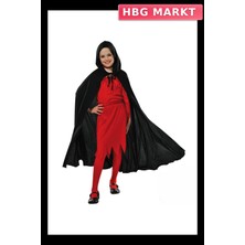 HBG Markt Mey Ithalat® Kapşonlu Siyah Pelerin - Şapkalı Pelerin 90 cm