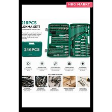 HBG Markt 216PCS Lokma Seti Lokma - Soket - Bits Adaptör - 3AD.CIRCIR Kolu Plastik Çantalı (5647)