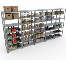 Ayyıldız Raf 59X465X200 cm Beşli Seri Bağlantılı 7 Katlı Modüler Çelik Raf Sistemi – Elektrostatik Fırın Boyalı Çok Amaçlı Depolama ve Ayakkabılık Rafı