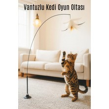 Moontime Alaçatı Vantuzlu Kedi Oyun Oltası Tüylü Zilli Kedi Oyuncağı