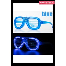 HBG Markt Mavi LED Işıklı Parti Gözlüğü Neon Glow Şerit 3 Modlu (5647)