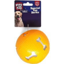Melonika Sesli Kemik Desenli Plastik Top Köpek Oyuncağı 7,5 cm Tcu
