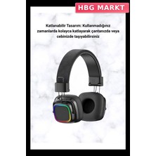 HBG Markt Mey Ithalat® Kablosuz Rgb Işıklı Katlanabilir Bluetooth Kulak Üstü Kulaklık