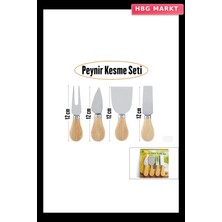 HBG Markt Cheese Knife Set 4 Parça Peynir Seti Ahşap Bambu Saplı