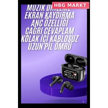 HBG Markt Mey Ithalat® Yeni Nesil Anc Özellikli Çağrı Cevaplayan Dokunmatik Ekranlı Bluetooth Kulaklık Siyah