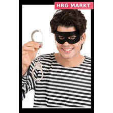 HBG Markt Siyah Hırsız Maskesi ve Metal Parti Aksesuar Seti