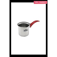 HBG Markt No-5 Çelik Cezve Kırmızı Kulplu (5647)