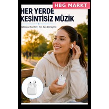 HBG Markt Bluetooth Kulak Içi Kulaklık Beyaz Dokunmatik Kontrol Çağrı Cevaplama