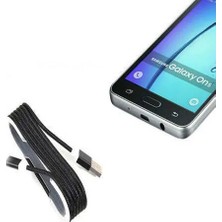 Melonika Android Örgü Şeklinde Renkli Çelik Şarj Data Kablosu - Siyah