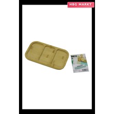 HBG Markt Dikdörtgen 3 Bölmeli Ahşap Bambu Servis Sunum Tepsisi 25X14 cm