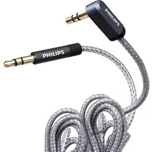 Canarino Philips SWR2114F/93 1 Metre 3.5mm Stereo Aux Ses Kablosu 90 Derece L Tipi Açılı Örgülü Zırhlı