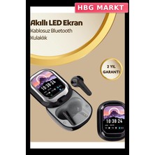 HBG Markt Mey Ithalat® Akıllı Ekranlı Bluetooth 5.4 Kablosuz Kulaklık – Dokunmatik ve Şarj Kutulu