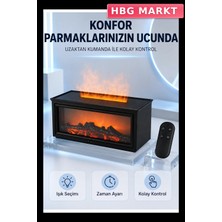 HBG Markt Mey Ithalat® Dekoratif Şömine Görünümlü Nemlendirici Uzaktan Kumandalı Renkli LED Işıklı Difüzör