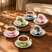 Asitan GC57-2442 12 Parça Yaldızlı Porselen Türk Kahve Fincan Takımı - Mix Kahve Fincan Seti - 100ML