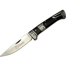 Melonika MB3936B Siyah  / Kamp Çakısı 20CM- Manuel, Işlemeli, Kemerlikli, Ahşap Sap