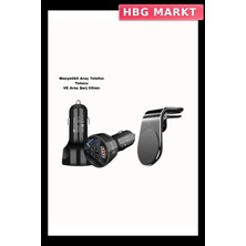 HBG Markt Mey Ithalat® 360° Döner Telefon Tutucu ve 55W Hızlı Araç Şarj Aksesuar Seti