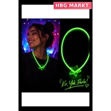 HBG Markt Fosforlu Işıklı Yıldız Kolye Neon Yeşil Parti Aksesuarı