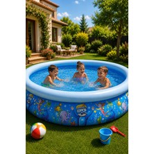 Empressco Şişme Çocuk Havuzu 855 Litre Mavi Desenli Bahçe Havuzu 205X47 cm