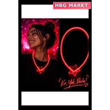 HBG Markt Fosforlu Işıklı Yıldız Kolye Neon Kırmızı Parti Aksesuarı