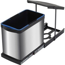 Moontime Alaçatı 24 Litre Antrasit Teleskopik Raylı Paslanmaz Çöp Kovası (C-2264-A) (P-9454)