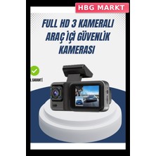 HBG Markt Mey Ithalat® 1080P Üç Kameralı Araç Kamerası Wi-Fi Destekli Park Modu ve G-Sensörlü