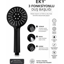 Günlüler 3 Fonksiyonlu Duş Başlığı Siyah El Duşu Çok Fonksiyonlu Ayarlanabilir Duş Başlığı