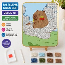 İğne İzi 5d Elmas Taş Işleme Tablo Seti Kapibara Desenli 20X25 cm Ahşap Metal Çerçeveli Elmas Mozaik Hobi Seti Capybara