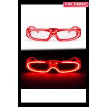 HBG Markt Kırmızı LED Işıklı Parti Gözlüğü 3 Modlu Glow
