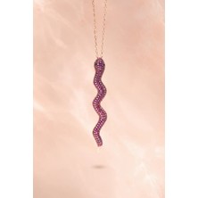 Bereka Jewelry 925 Ayar Gümüş Rose Gold Kaplama Pembe Yılan Kolye - Serpent Pulse
