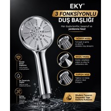 Günlüler 3 Fonksiyonlu Duş Başlığı Krom El Duşu Ayarlanabilir Çok Fonksiyonlu Duş Başlığı