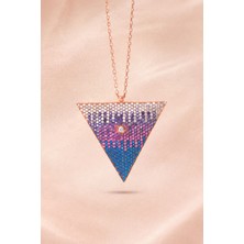 Bereka Jewelry 925 Ayar Gümüş Rose Gold Kaplama Renkli Geometrik Kolye - Prism Descent