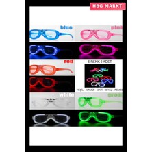 HBG Markt Glow Model LED Işıklı Parti Gözlüğü 3 Modlu 5 Renk 5 Adet (5647)