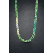 Bereka Jewelry 925 Ayar Gümüş Yeşil Ombre Su Yolu Kolye - Verdant Line