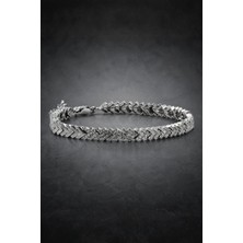 Bereka Jewelry 925 Ayar Gümüş Geometrik Bileklik - Silver Current