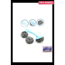 HBG Markt 12 Adet 3+1 Bulaşık Top Teli Uzun Saplı