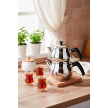Bambum 18-10 Paslanmaz Çelik Çaydanlık Takımı 1,60lt ve 1,25lt Kapasiteli Kullanışlı Tasarım