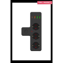 HBG Markt Termal Akım Korumalı 3 Soket 3 USB 1 Type-C 20W Priz Model 3397