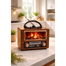 Everton RT-732 Nostaljik Şömineli Radyo | Bluetooth, Usb/tf, Tws, Am Sw Fm Şarjlı Retro Radyo