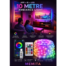 10 Metre Bluetooth Rgb LED Şerit Su Geçirmez Sese Duyarlı Uygulama ve Kumandalı