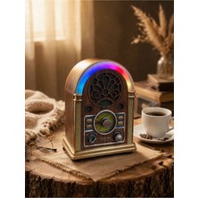 Everton RT-752 Nostaljik Radyo Bluetooth USB Tf Destekli Rgb Işıklı Şarjlı Retro Radyo