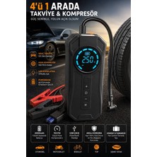GK22 4’ü 1 Arada Araç Akü Takviye Cihazı ve Hava Kompresörü 150 Psı Powerbank LED Işıklı Dijital Ekranlı